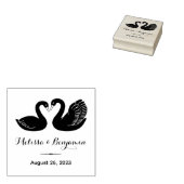 Paar Zwarte Zwanen Save the Date Bruiloft Rubberstempel (Gestempeld)
