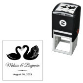 Paar Zwarte Zwanen Save the Date Bruiloft Zelfinktende Stempel (In situ)