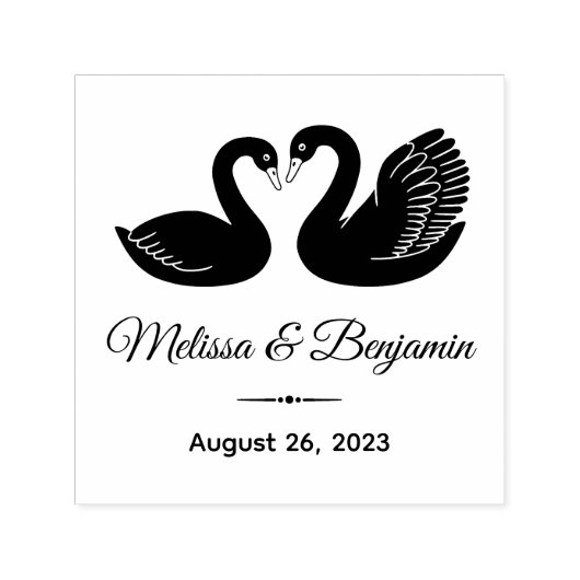 Paar Zwarte Zwanen Save the Date Bruiloft Zelfinktende Stempel (Design)