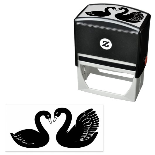 Paar zwarte zwanen  zelfinktende stempel (In situ)