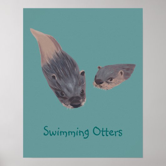 Paar zwemmende otters posters (Voorkant)