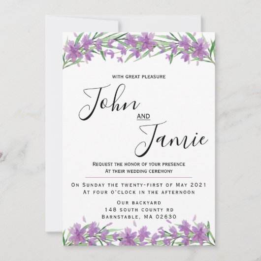 Paarbloemen en uitnodiging voor een groene bruilof (Voorkant)