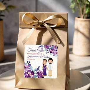 Paarbloemen Zuid-Indische bruiloft Tamil Telugu Vierkante Sticker