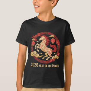 Paard 2026 Zodiac Chinees Nieuwjaar van de Wereld T-shirt