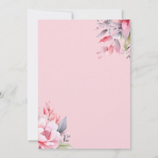 Paard 2e verjaardag roze bloemenmeisje zadel omhoo kaart (Achterkant)