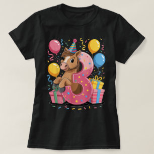 Paard 3e verjaardag jongen meisje 3 jaar oud derde t-shirt