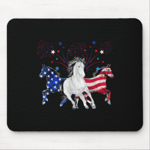 Paard 4 juli Patriottische Amerikaanse Vlag  Muismat