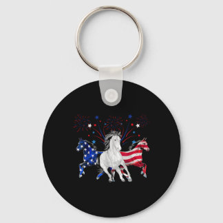 Paard 4 juli Patriottische Amerikaanse vlag Sleutelhanger