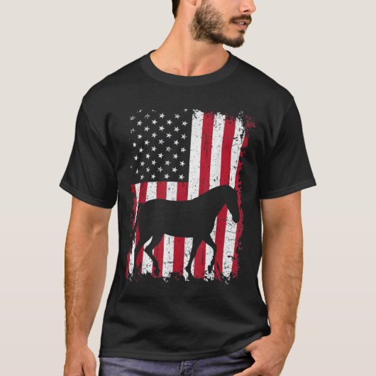 Paard 4 juli Shirt Amerikaanse vlag (Voorkant)