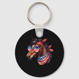 Paard 4 juli T-shirt vrouwen meisjes paard Sleutelhanger