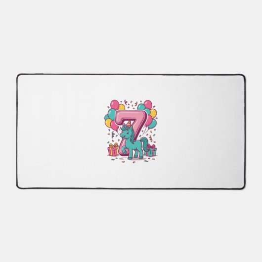 Paard 7e verjaardagsfeestje Cute Pony Vectorontwer Bureaumat (Voorkant)