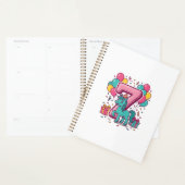 Paard 7e verjaardagsfeestje Cute Pony Vectorontwer Planner (Display)