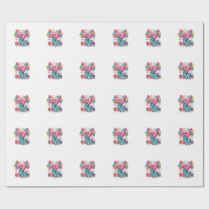 Paard 7e verjaardagsfeestje Schattig Pony Vectoron Cadeaupapier