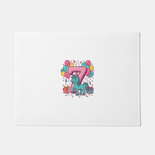 Paard 7e verjaardagsfeestje Schattig Pony Vectoron Deurmat (Voorkant)