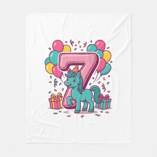Paard 7e verjaardagsfeestje Schattig Pony Vectoron Fleece Deken (Voorkant)
