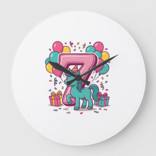 Paard 7e verjaardagsfeestje Schattig Pony Vectoron Grote Klok