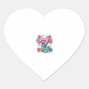 Paard 7e verjaardagsfeestje Schattig Pony Vectoron Hart Sticker