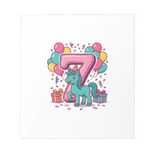 Paard 7e verjaardagsfeestje Schattig Pony Vectoron Notitieblok