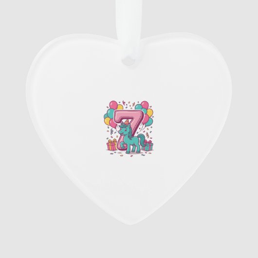 Paard 7e verjaardagsfeestje Schattig Pony Vectoron Ornament (voorkant)