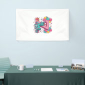 Paard 7e verjaardagsfeestje Schattig Pony Vectoron Spandoek (Beurs)