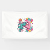 Paard 7e verjaardagsfeestje Schattig Pony Vectoron Spandoek (Horizontaal)