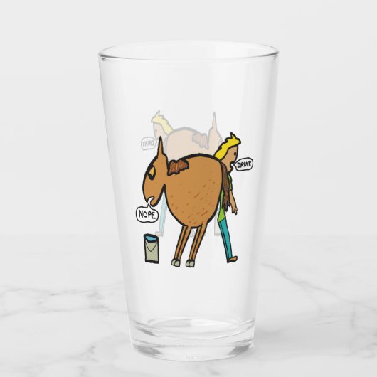 Paard aan water glas (Voorkant)