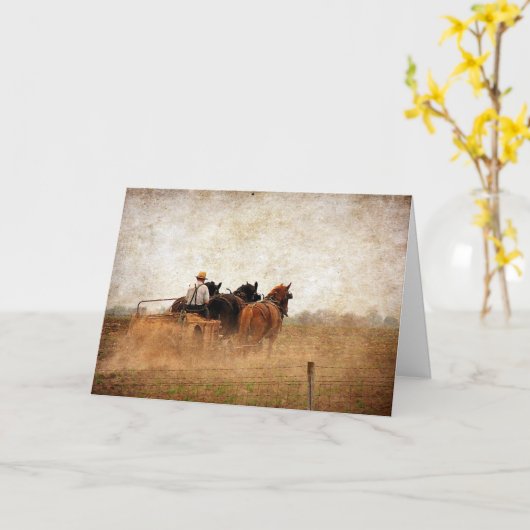 Paard Aangedreven Veldwerk, Verjaardag Kaart (Gele Bloem)