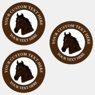 Paard Aangepaste Tekst Klassiek Icoon Logo Labels
