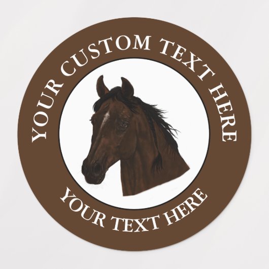 Paard Aangepaste Tekst Klassiek Icoon Logo  Labels (Design 1)