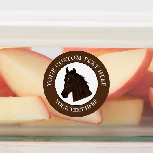 Paard Aangepaste Tekst Klassiek Icoon Logo Labels (Aangebracht)