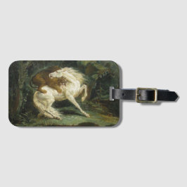 Paard Aangevallen door een Leeuw (door Théodore Gé Bagagelabel