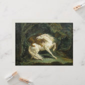 Paard Aangevallen door een Leeuw Kaart (Voorkant / Achterkant in situ)