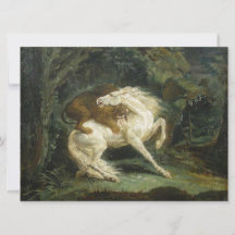 Paard Aangevallen door een Leeuw