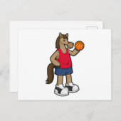 Paard als basketballer met basketbal briefkaart (Voorkant / Achterkant)