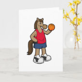Paard als basketballer met basketbal kaart (Gele Bloem)