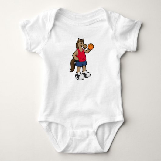 Paard als basketballer met basketbal romper (Voorkant)