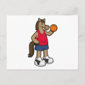 Paard als basketballspeler met basketbal briefkaart (Voorkant)