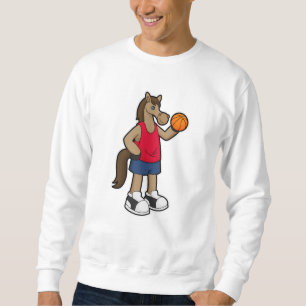 Paard als basketballspeler met basketbal trui