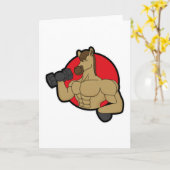 Paard als Bodybuilder met Dumbbell Kaart (Gele Bloem)