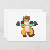 Paard als bodybuilder met halter briefkaart (Voorkant / Achterkant)