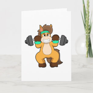 Paard als bodybuilder met halter kaart