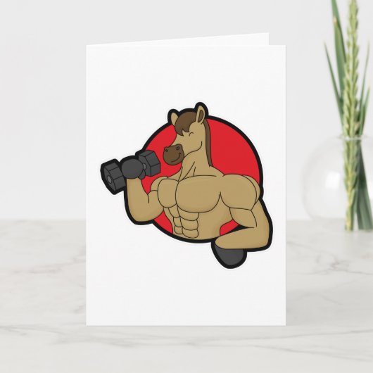 Paard als Bodybuilder met Hanteerbal Kaart (Voorkant)
