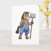 Paard als boer met hark kaart (Gele Bloem)