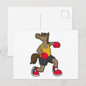 Paard als bokser met boks handschoenen briefkaart (Voorkant / Achterkant)