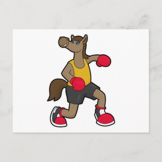 Paard als bokser met boks handschoenen briefkaart (Voorkant)