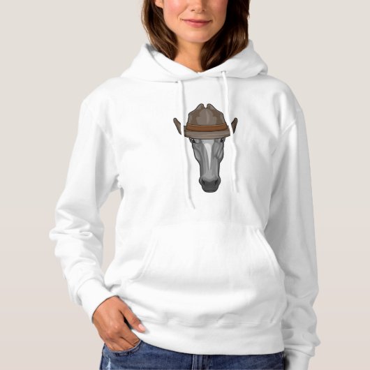 Paard als Cowboy met Hoed Hoodie (Voorkant)
