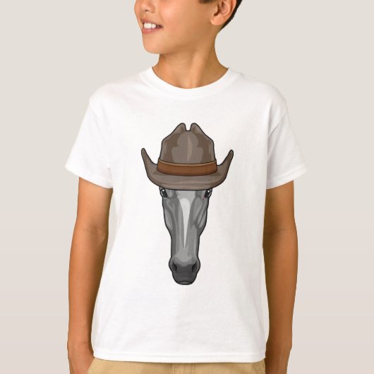 Paard als Cowboy met Hoed T-shirt (Voorkant)
