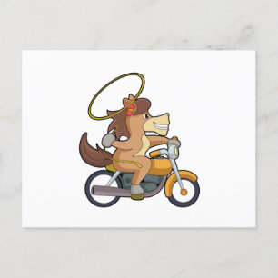 Paard als Cowboy met Lasso & Motorfiets Briefkaart