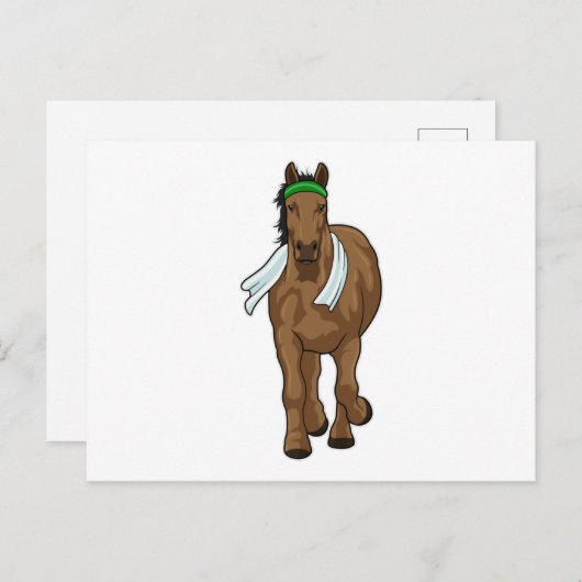 Paard als hardloper met handdoek briefkaart (Voorkant / Achterkant)