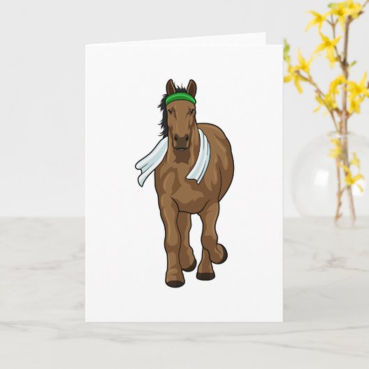Paard als hardloper met handdoek kaart (Gele Bloem)